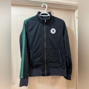⚫️ BOGO Converse womens zip up sweater with green accent stripes size XS